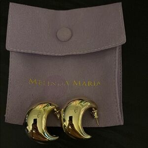 Melinda Maria Shiny Gold Crescent Earrings